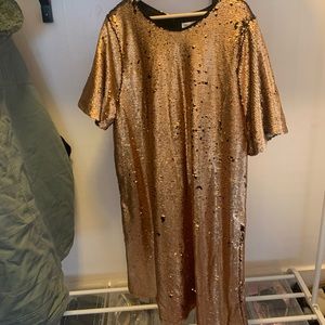 Bronze and black sequin T-shirt dress UK 24